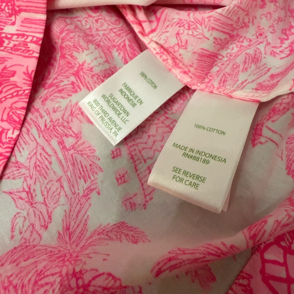 Lilly Pulitzer Vibrant Pink Blouse with Puff Sleeves - Picture 8 of 9